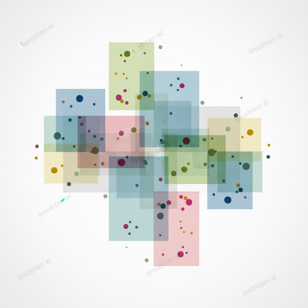 Union of Rectangles and Dots | Abstract Geometric Poster with Black Watermark