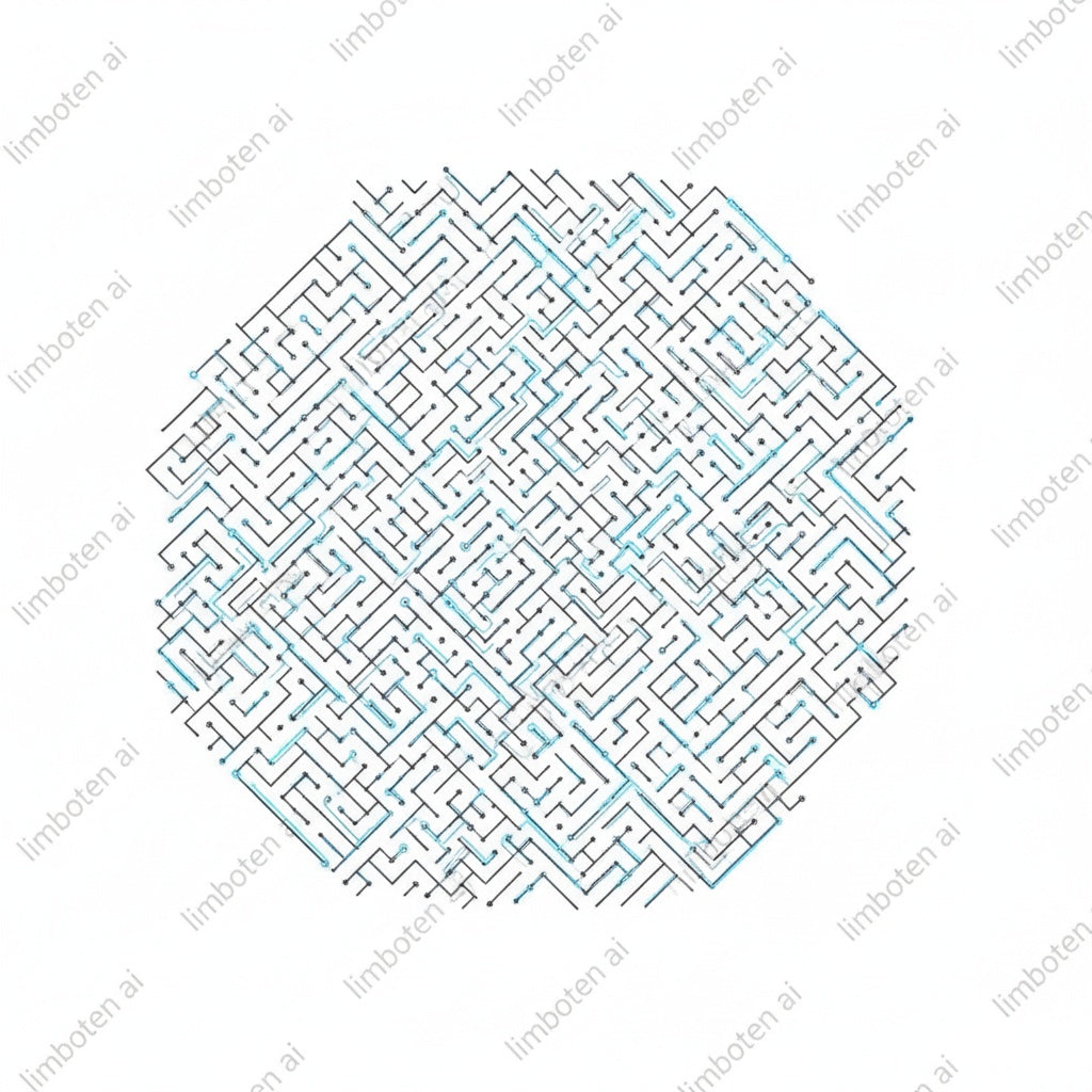 Tech-Inspired Line Maze Graphic | Abstract Digital Poster with Watermark