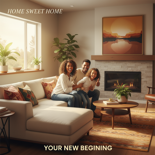 Happy Family Photos in a Modern Living Room — The Charm of Digital Life with Warmth and Appeal