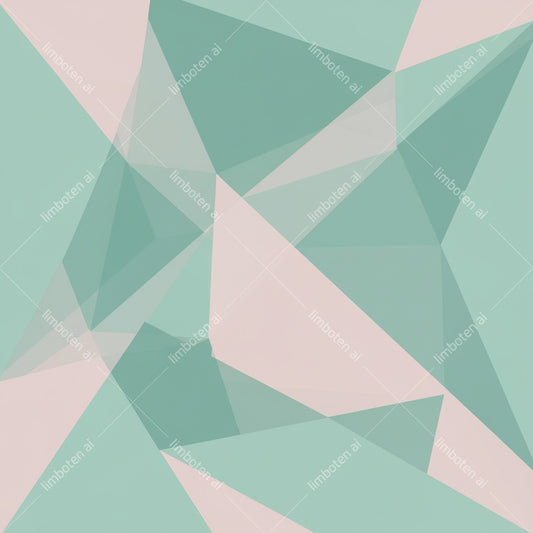 Abstract Polygons in Mint and Pink | Modern Geometric Art with Watermark