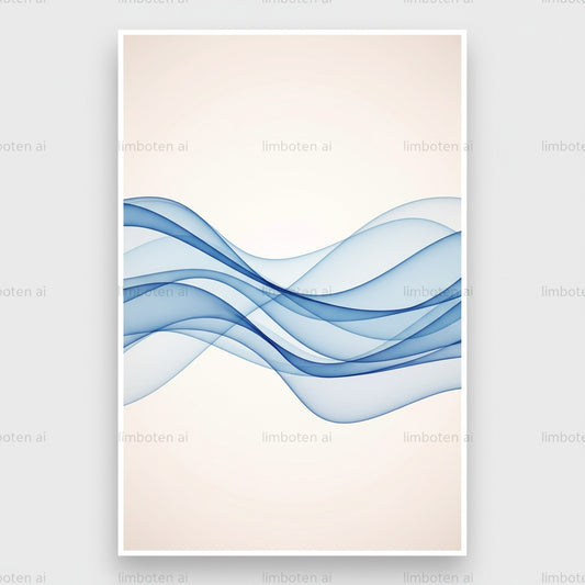 Beach Wave Line Art | Minimal Ocean Poster with Black Watermark