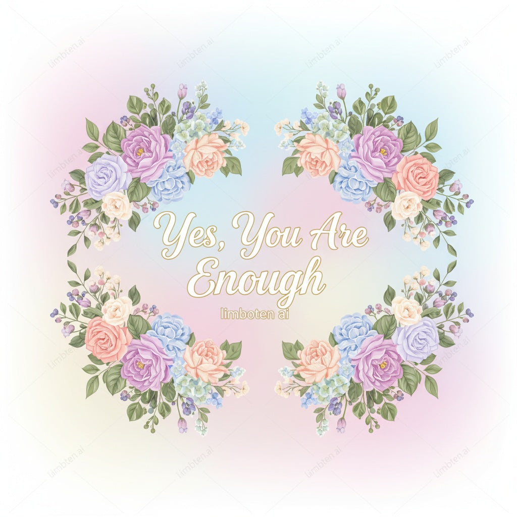 Yes, You Are Enough | Elegant Floral Banner Poster with Watermark