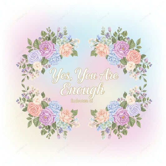 Yes, You Are Enough | Elegant Floral Banner Poster with Watermark