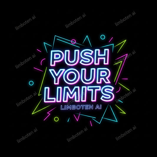 Push Your Limits | Neon Highlight Motivational Poster with White Watermark