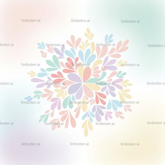 Floral Burst with Pastel Background | Abstract Elegant Wall Art with Black Watermark
