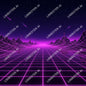 Synthwave Grid Lines Background | 80s Retro Digital Art with White Watermark