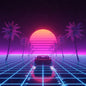 Synthwave Grid Lines Background | Neon Retro Digital Art