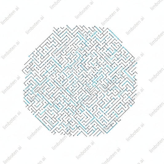 Tech-Inspired Line Maze Graphic | Abstract Digital Poster with Watermark