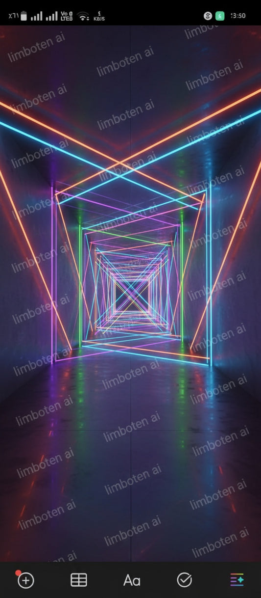 Laser Tunnel Futuristic Effect | Neon Sci-Fi Abstract Poster with Watermark