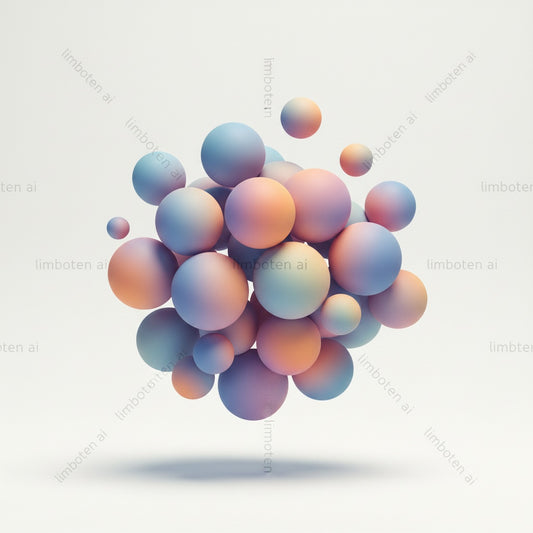 3D Sphere Cluster Gradient Art | Abstract Minimal Poster with Black Watermark