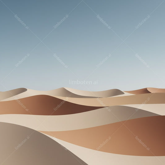 Desert Scene Minimalist Style | Abstract Sand Dune Poster with Watermark