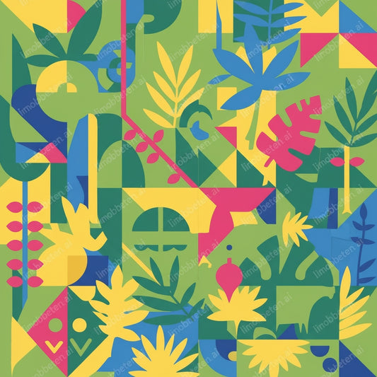 Abstract Jungle Landscape in Bold Hues | Modern Art with Watermark