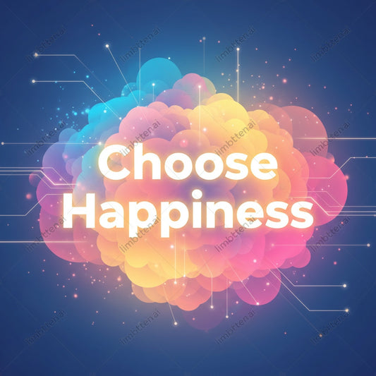 Choose Happiness | Glow Effect Inspirational Poster with Black Watermark