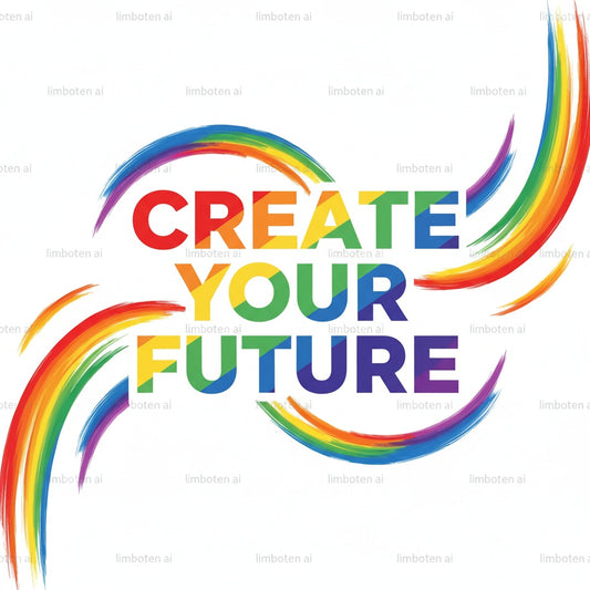Create Your Future | Rainbow Motif Inspirational Poster with Black Watermark